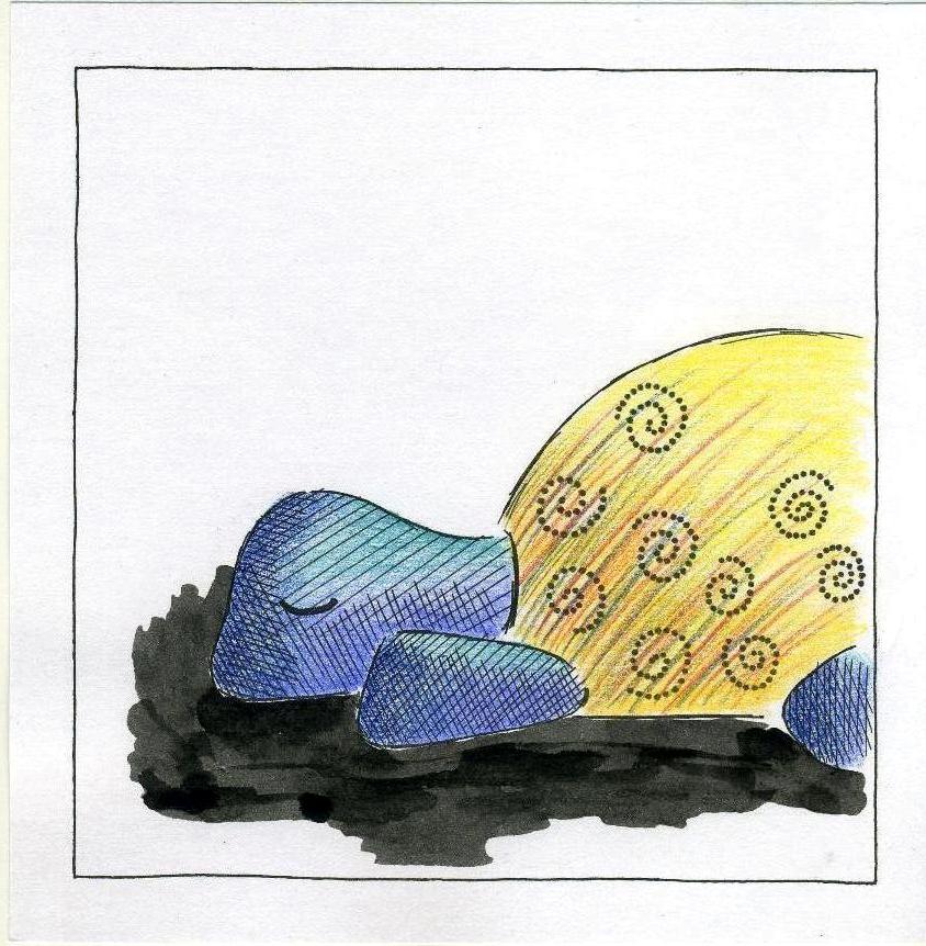 spící želvička, drobná kresba, 2009
